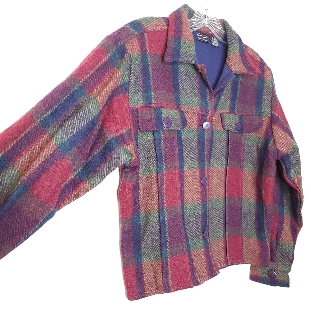 VINTAGE Lola Lola women's m cropped jacket butron down plaid with western vibes - Picture 4 of 14